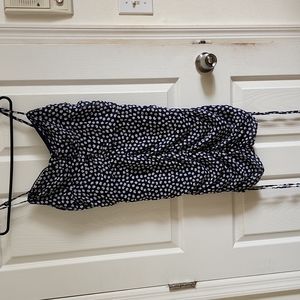 Blues flowery dress with stripped and strings on the sides